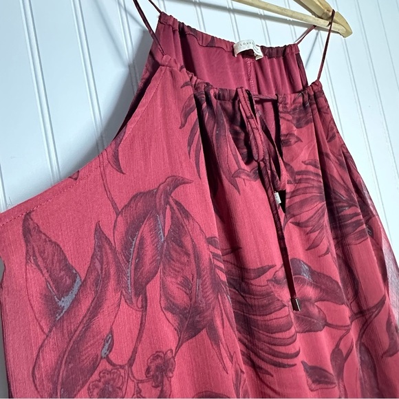 Love stitch Kiriana Halter Maxi Dress Red Floral Chiffon Left Print Flowy M - Picture 7 of 15